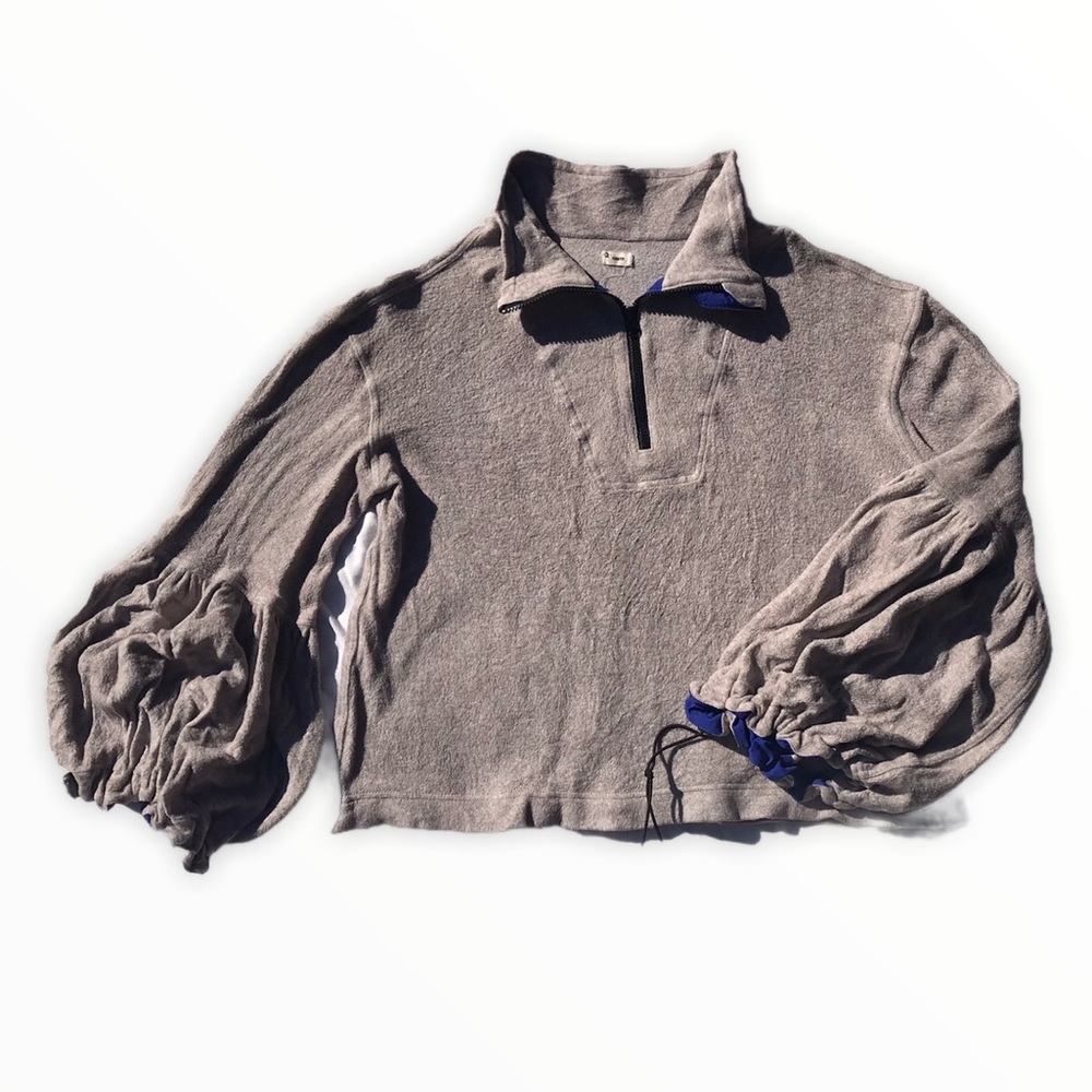 Warm Fleece Pullover Sweatshirt Taupe Small